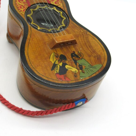 Guitar Shaped Musical Jewelry Box Works Hand Painted Wood Y Viva España - Picture 5 of 16